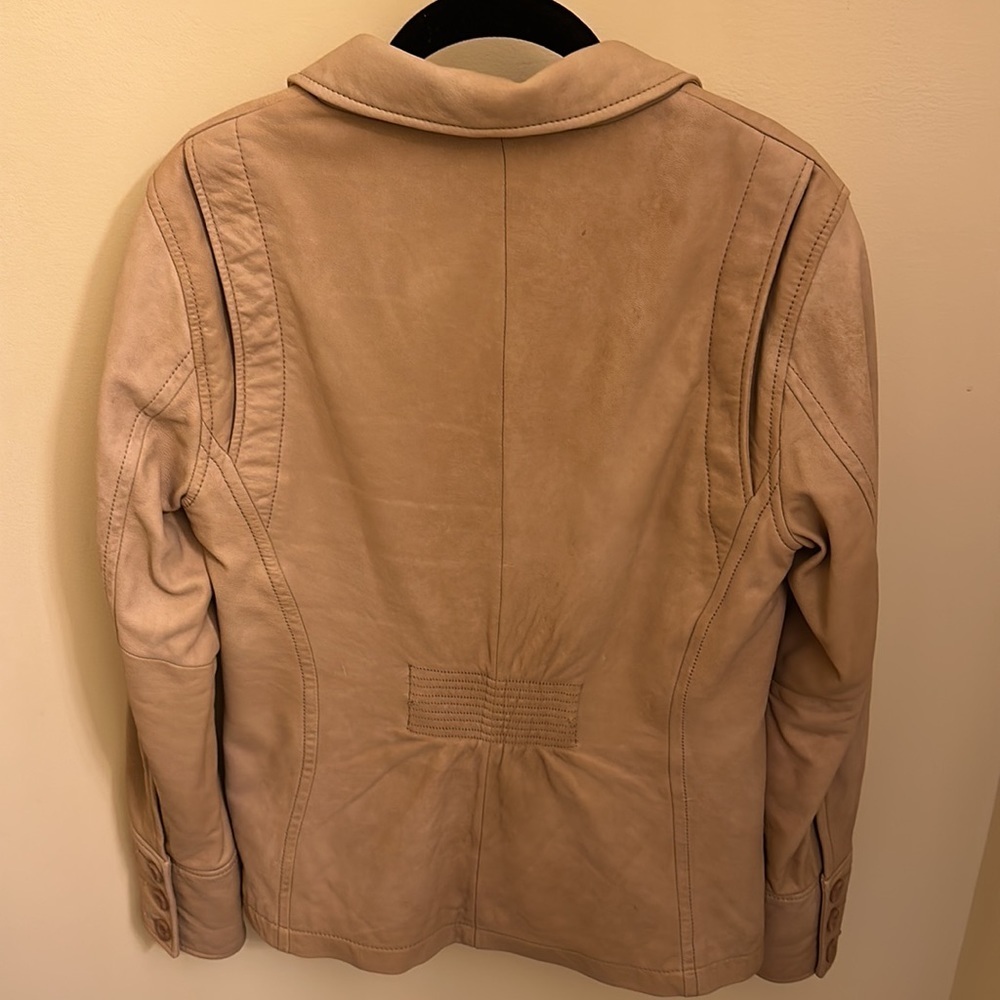 UGG Australia Genuine Lamb Leather Jacket - Tan Beige Button Up Coat, Size M - Picture 7 of 15
